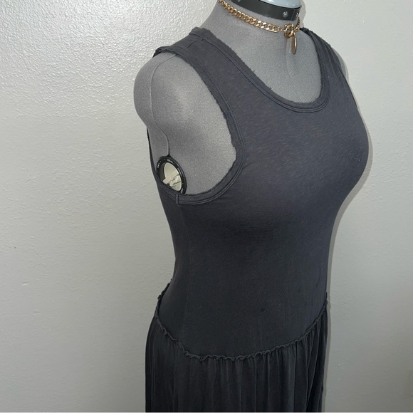 Distressed Tank Top Maxi Dress Women’s Size Medium Tiered Dress Dark Grey - Picture 6 of 14